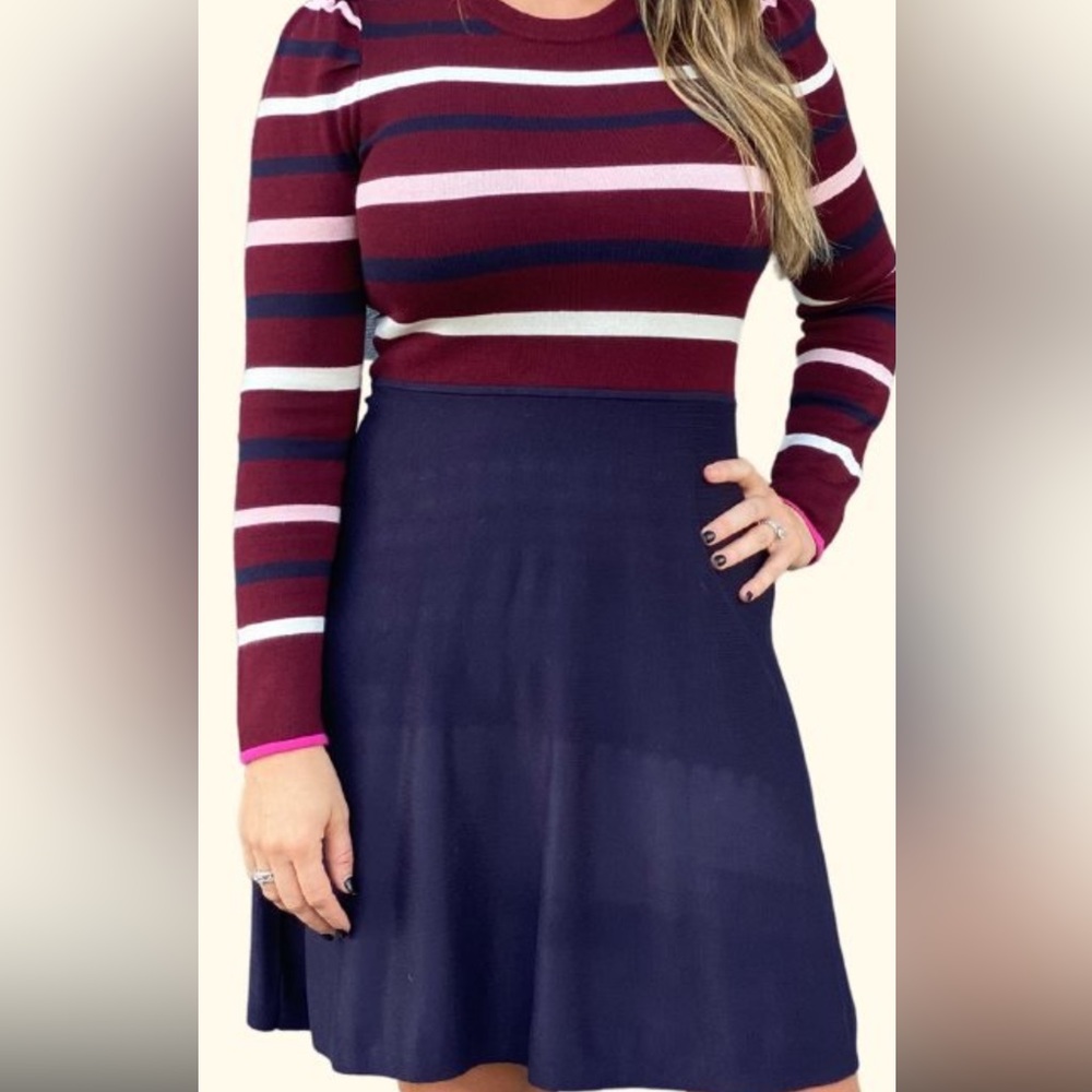 Vince Camuto color block striped knit dress